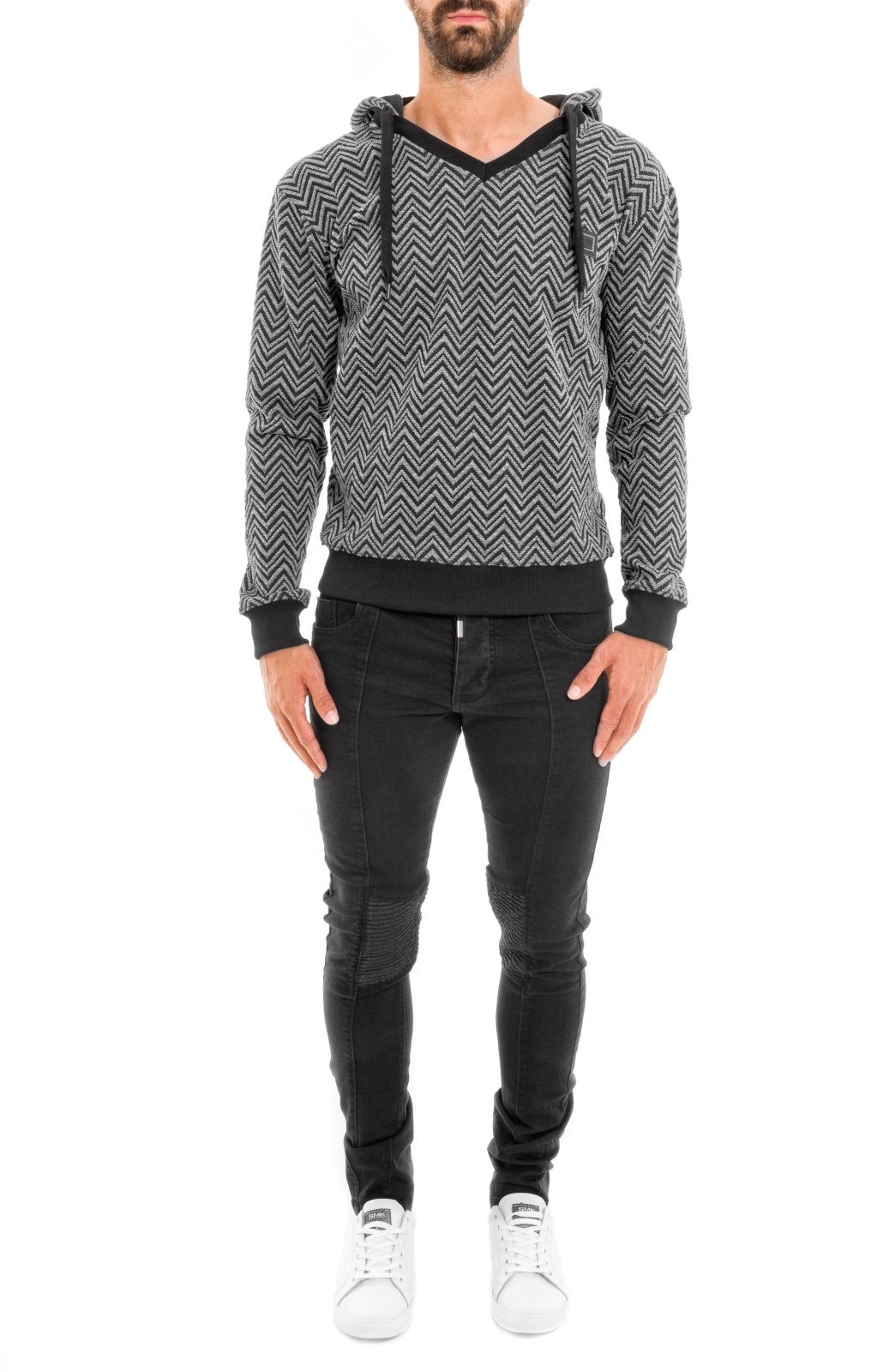 SWEAT BLACK&GRAY HOOD