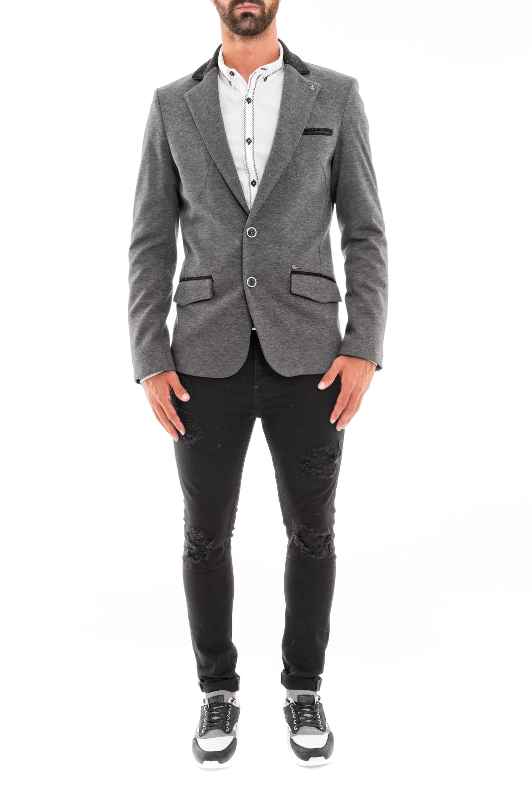 BLAZER COLLAR CONTRAST